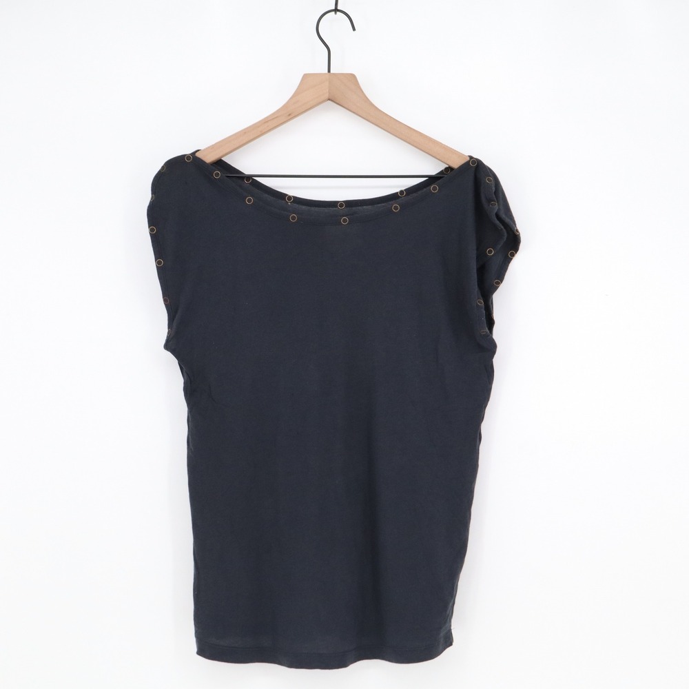 Forever 21 Top Womens M Grommet Trim Boat Neck Black Sleeveless Good